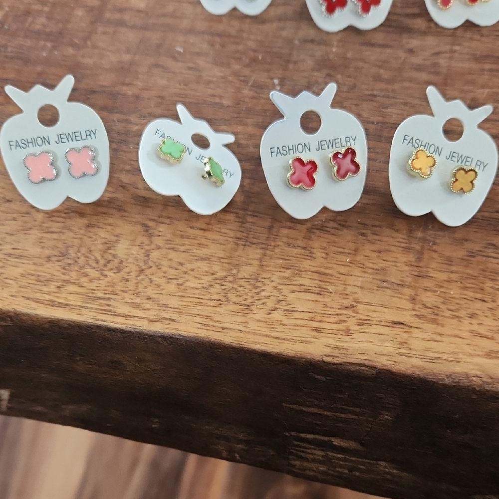 Fashion Jewelry Flower Earrings - Pink, Green, Red, Yellow